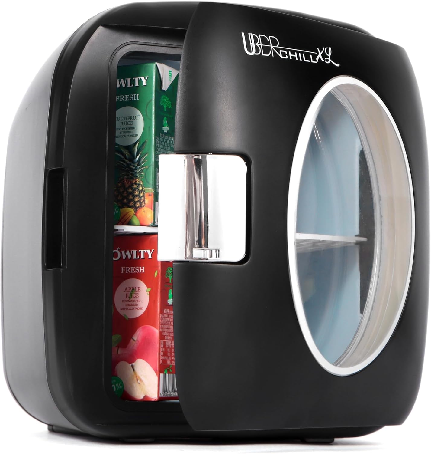 Uber Appliance UB-XL1 Personal Portable Mini Fridge 12 can Thermoelectric Cooler & Warmer for indoor/outdoor - bedroom, office, dorm, car, boat, RV - 110V AC & 12V DC cords included - Matte Black