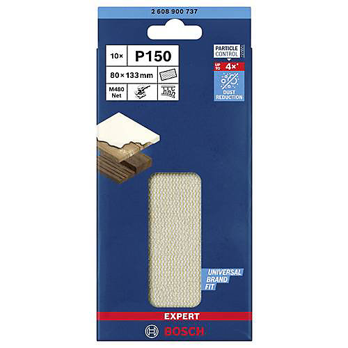 Feuille abrasive Bosch Expert M480 rectangulaire 80 x 133 mm G150 pour bois et peinture