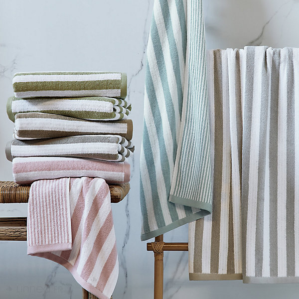 Drap de douche 70x140 cm coton collection EFFICIENCE STRIPES gris lunar