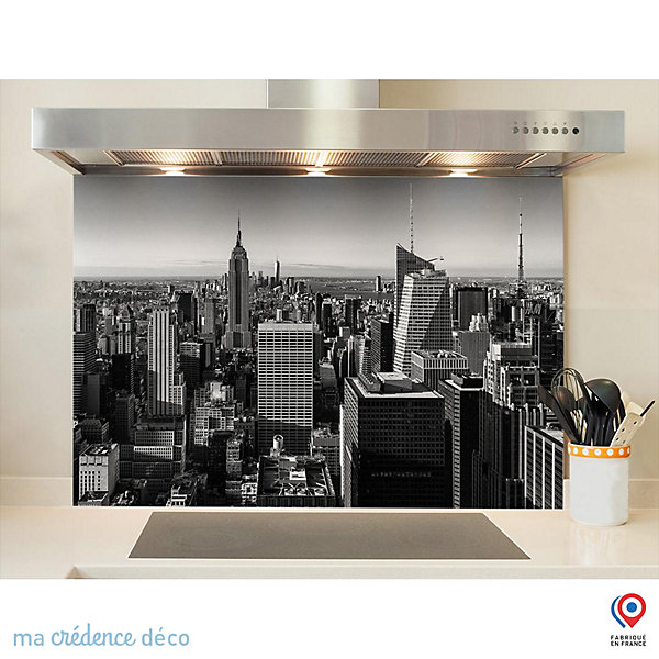 Crédence cuisine fond de hotte New-York - L Verre trempé x H 90 cm - MaCrédenceDéco
