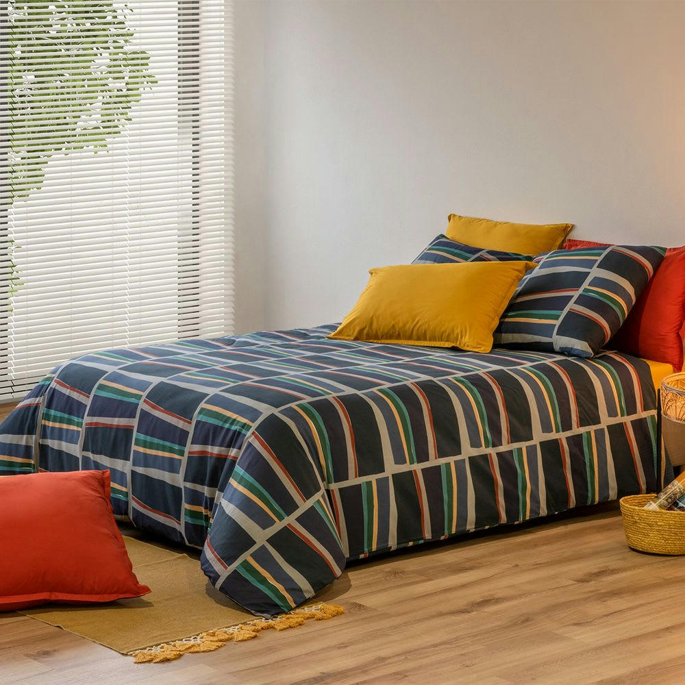 - Parure de lit 2 places coton à motifs 240x260 cm