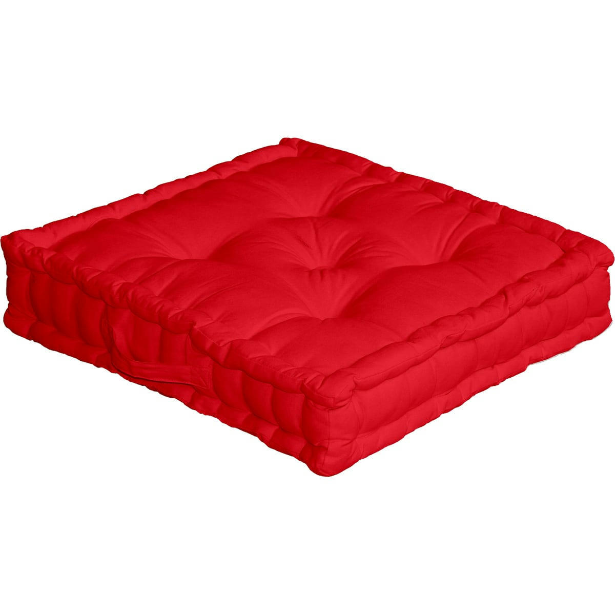 - Coussin de sol uni en pur coton rouge 50x50x10 cm
