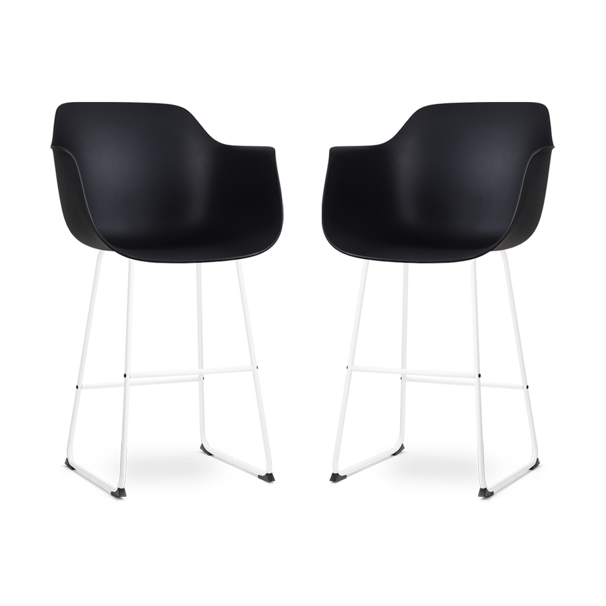 Nolon Nino-Puk barkruk zwart - wit onderstel - 75 cm - set van 2