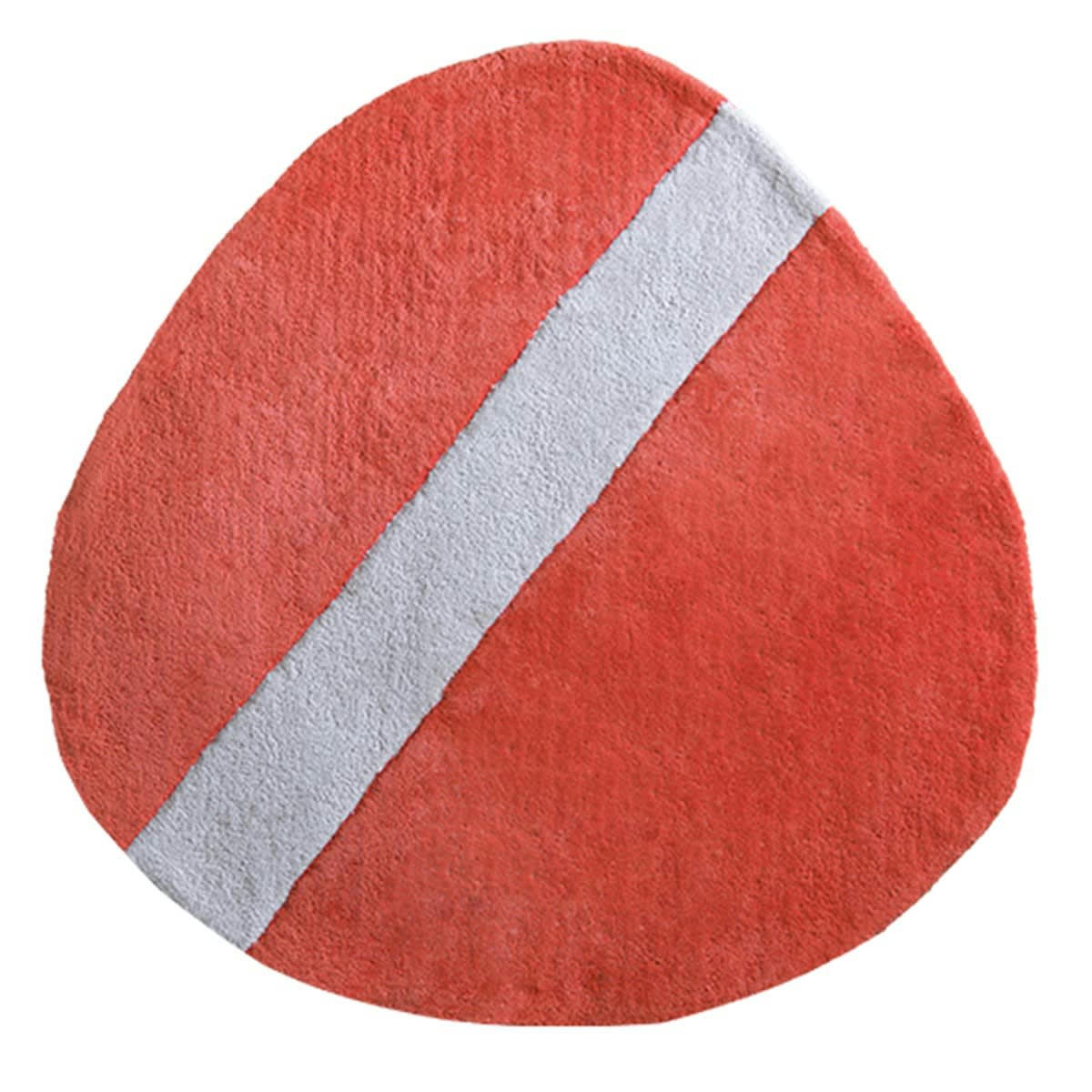 STONE - Tapis forme galet en Coton Rouge
