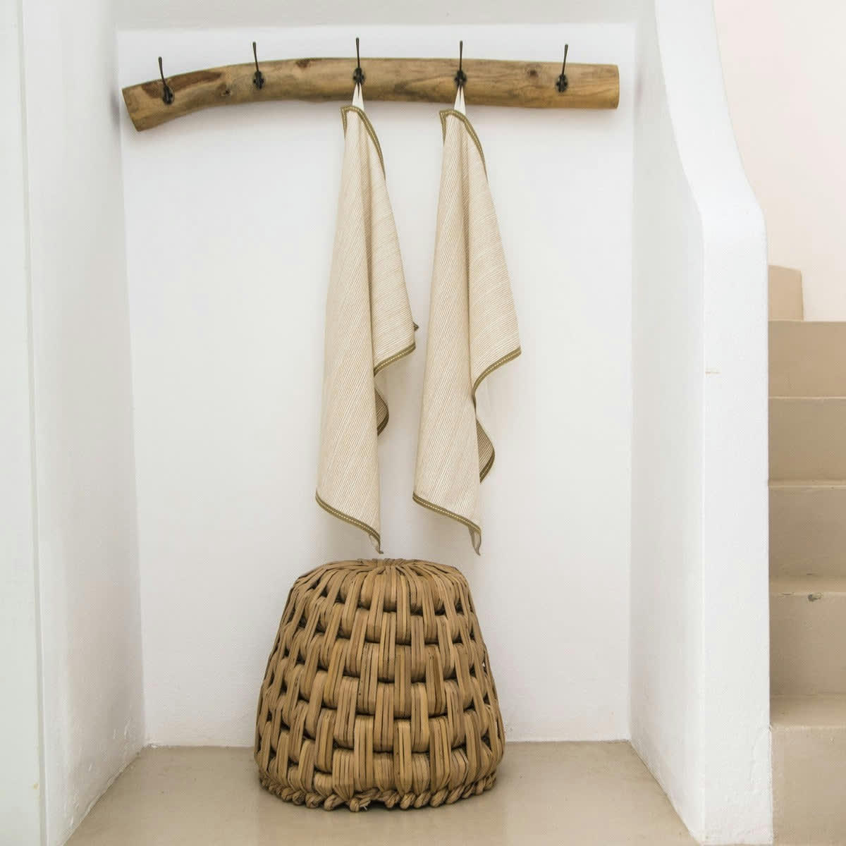 PINSTRIPE - Torchons (x2) coton  50x75 sable