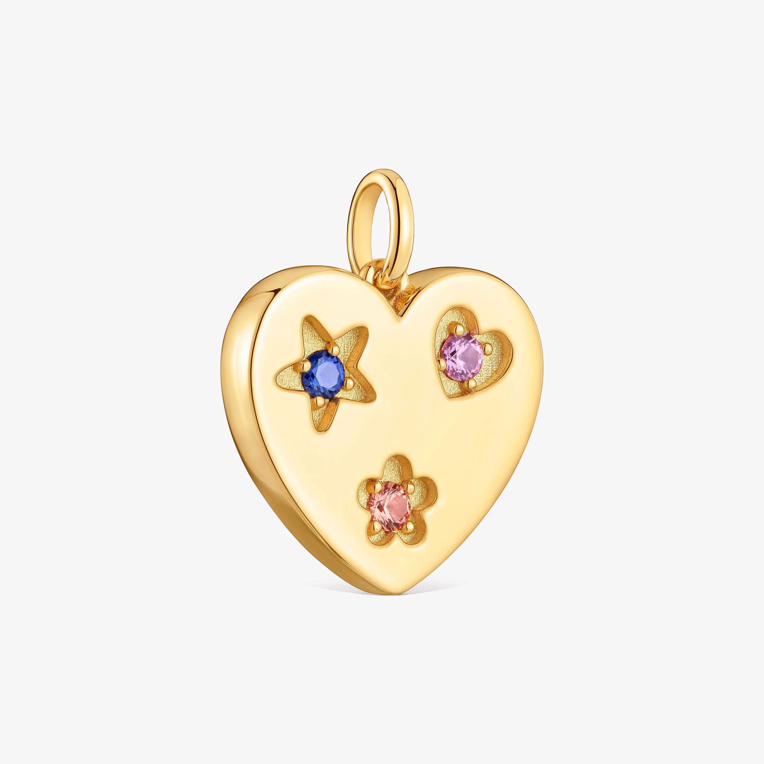 Colgante corazón con baño de oro 18 kt sobre plata y zafiros creados en laboratorio Sweet Dolls LGG