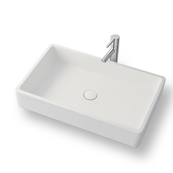 MALO - Vasque rectangulaire à poser - Design Elégant et Raffiné - Solide et Robuste - Entretien Facile - Blanc - 40 x 80 x 15 cm