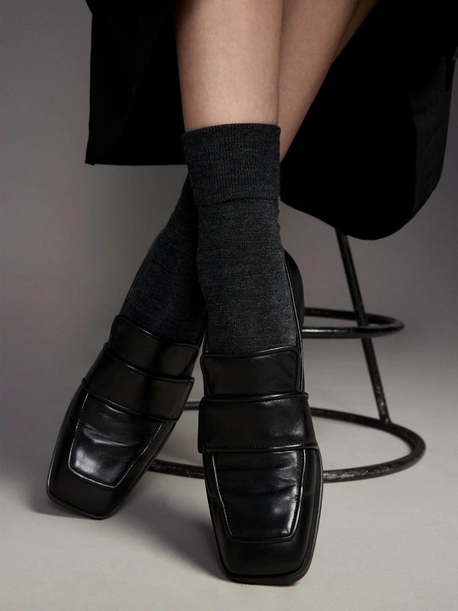 TERRY SOLE COMFORT merinovillasukat - tummanharmaa