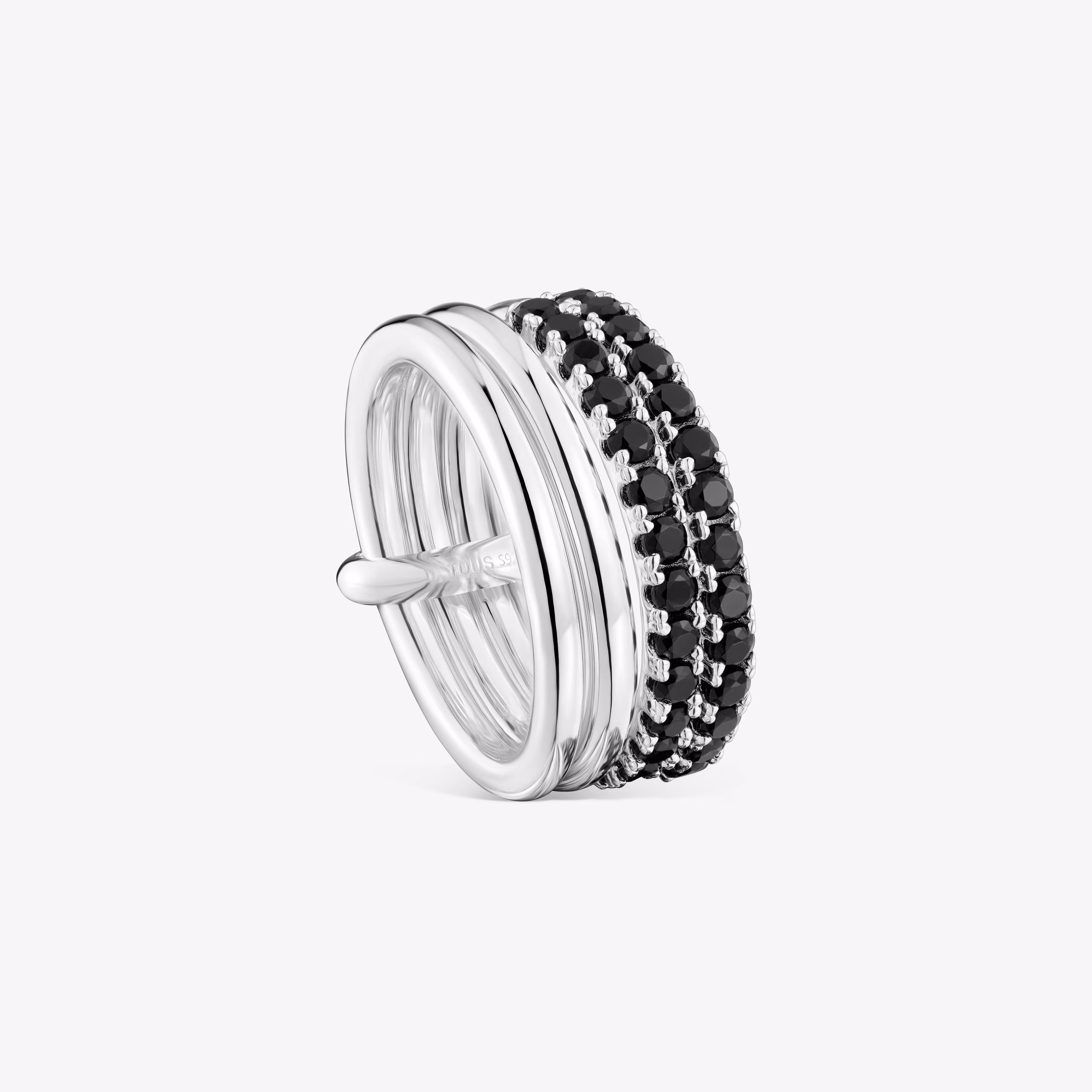 Anillo de plata y espinela negra Straight