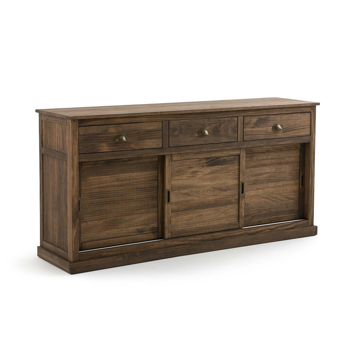 Buffet 3 portes, 3 tiroirs, pin massif, Lunja