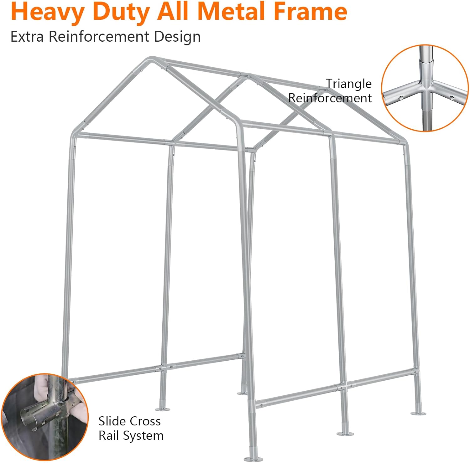 GarveeLife Carport Canopy, 6x9 ft Heavy Duty Carport Waterproof, Portable Garage With Removable Sidewalls & Doors Car Canopy With All-Season Tarp for Motorcycle, Bike, Garden Tools, Grey