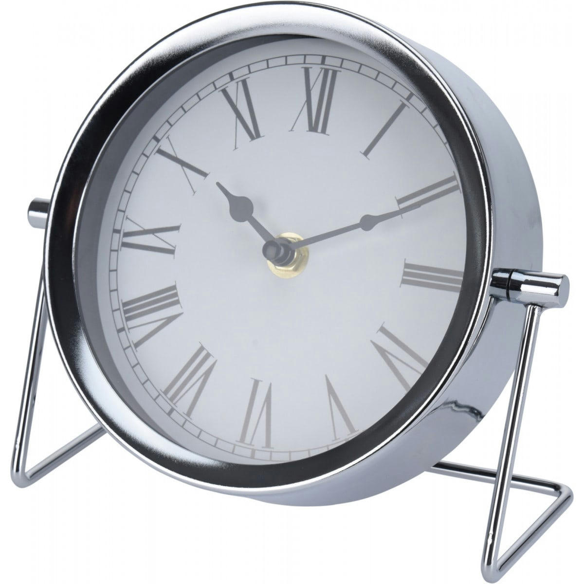- Horloge à poser en métal argenté chiffres romains