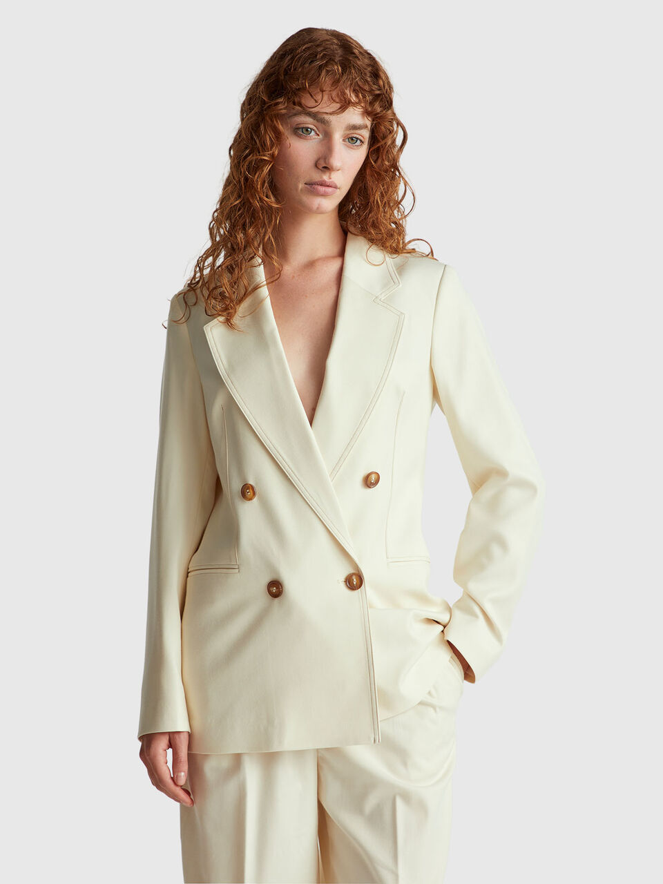 Double-breasted jacket in viscose blend
