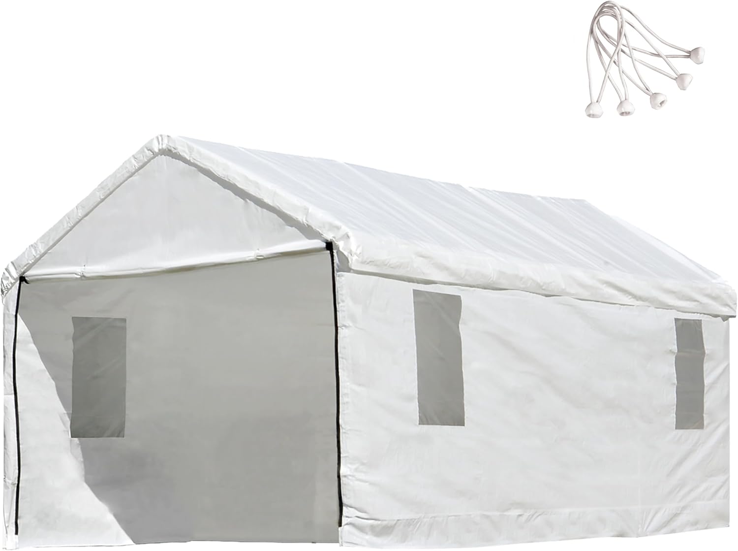 10x20 ft Carport Replacement Canopy Cover with Enclosure Kit - Heavy-Duty Waterproof Polyethylene Tarp with UV Protection, Easy Install Shelter Top with Sidewalls & Windows (Frame NOT Included)