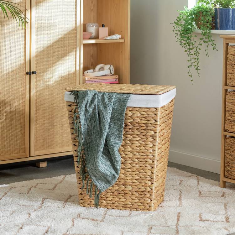 Habitat 83L Rectangle Water Hyacinth Laundry Basket -Natural