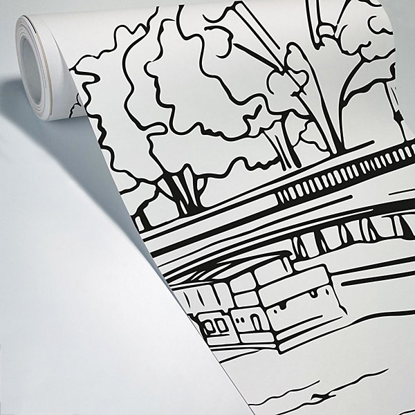 Papier peint panoramique - Belle Rive - Noir - intissé : 150g/m² - 7 lés : 336x270cm
