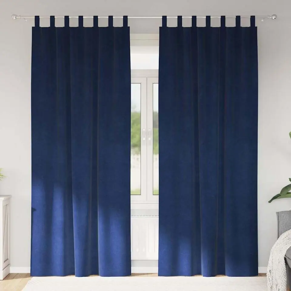 vidaXL Gordijnen met lussen - Verduisterend - Donkerblauw - 140x260 cm - 2 St.