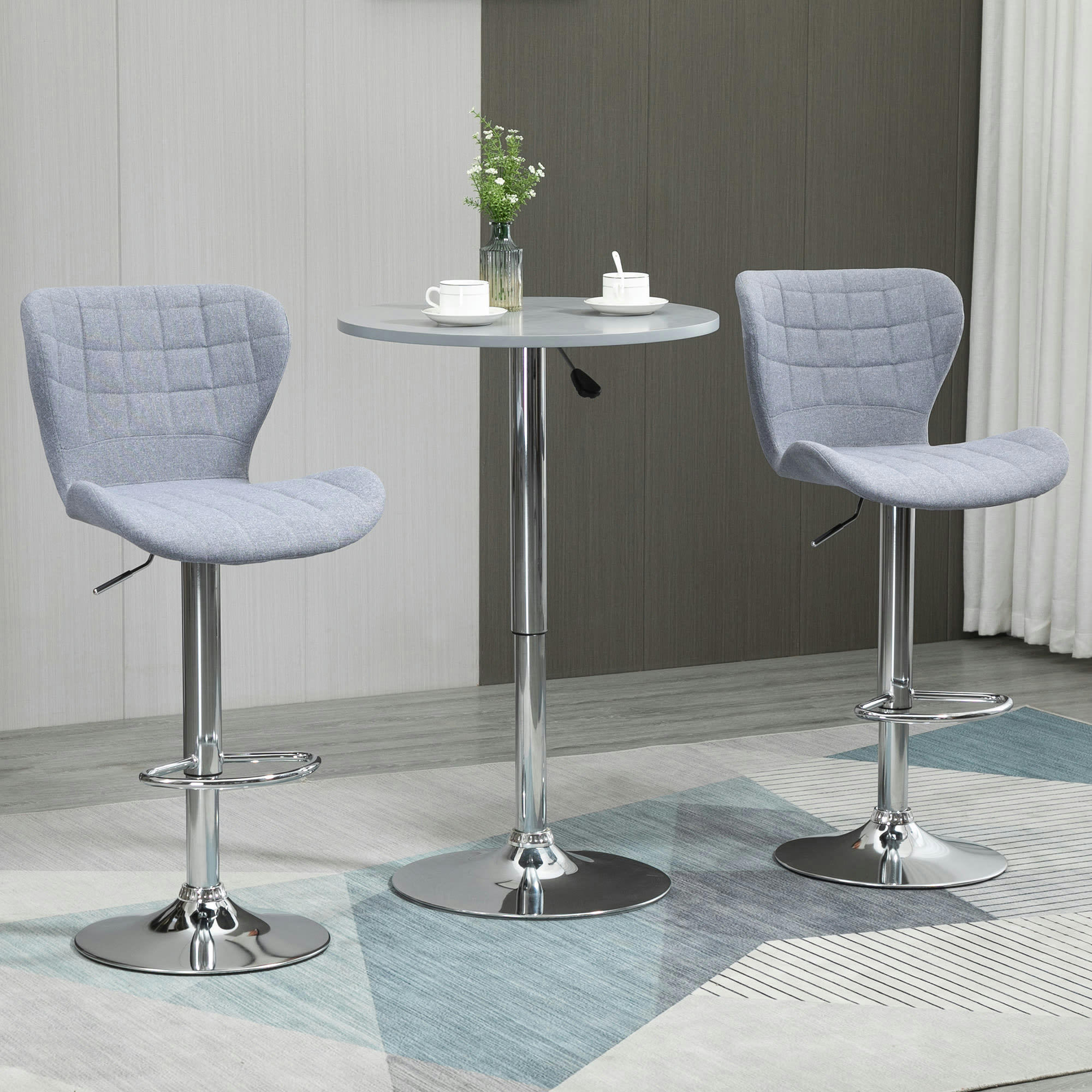 - Lot de 2 tabourets de bar style contemporain réglable pivotant gris