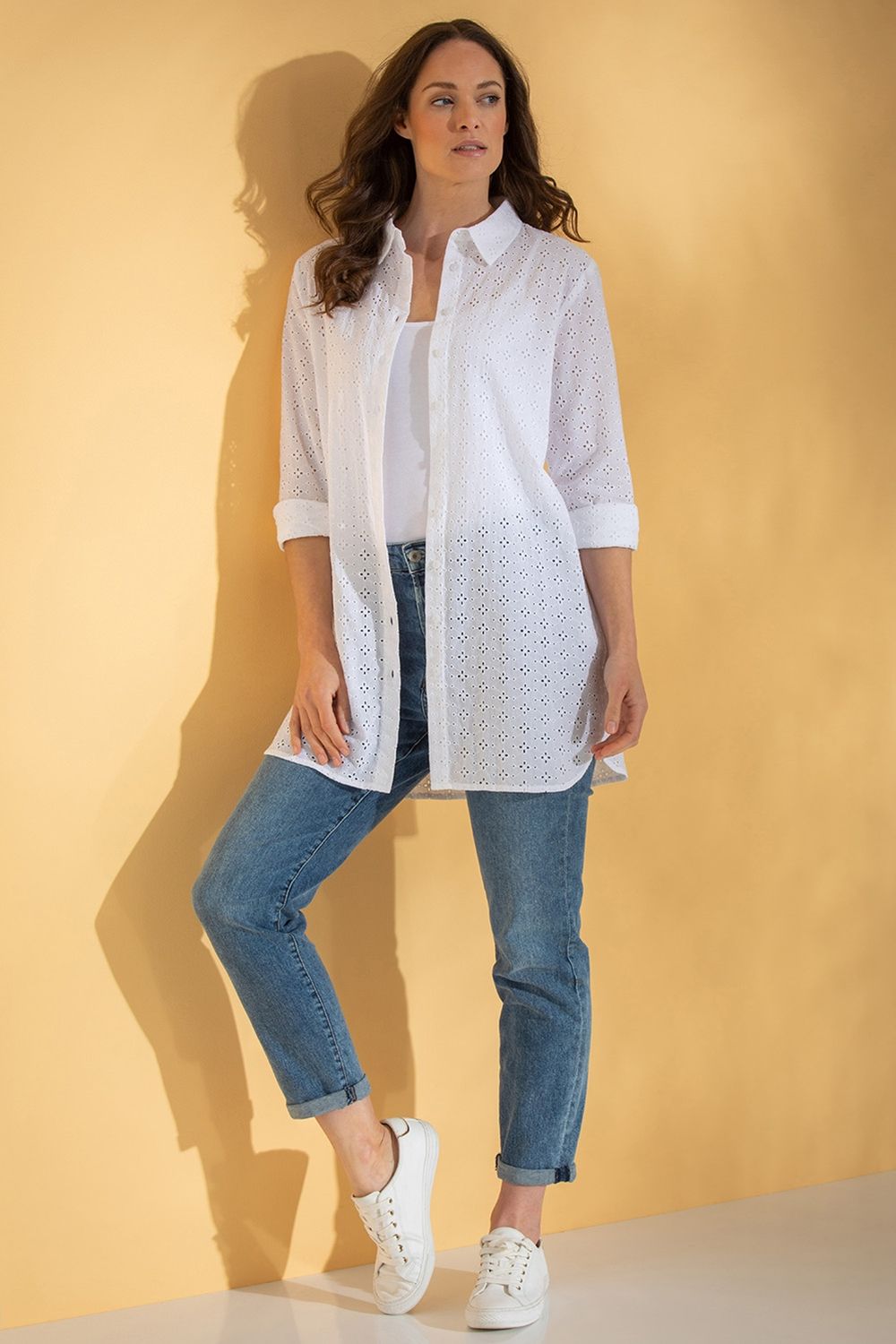 Klass. Embroidered Eyelet Cotton Shirt