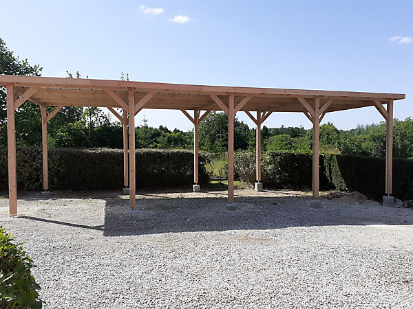 Caport toit plat indépendant avec couverture410cmx810cm Bois DOUGLAS Français (Charpente-Auvent - Abri terrasse)