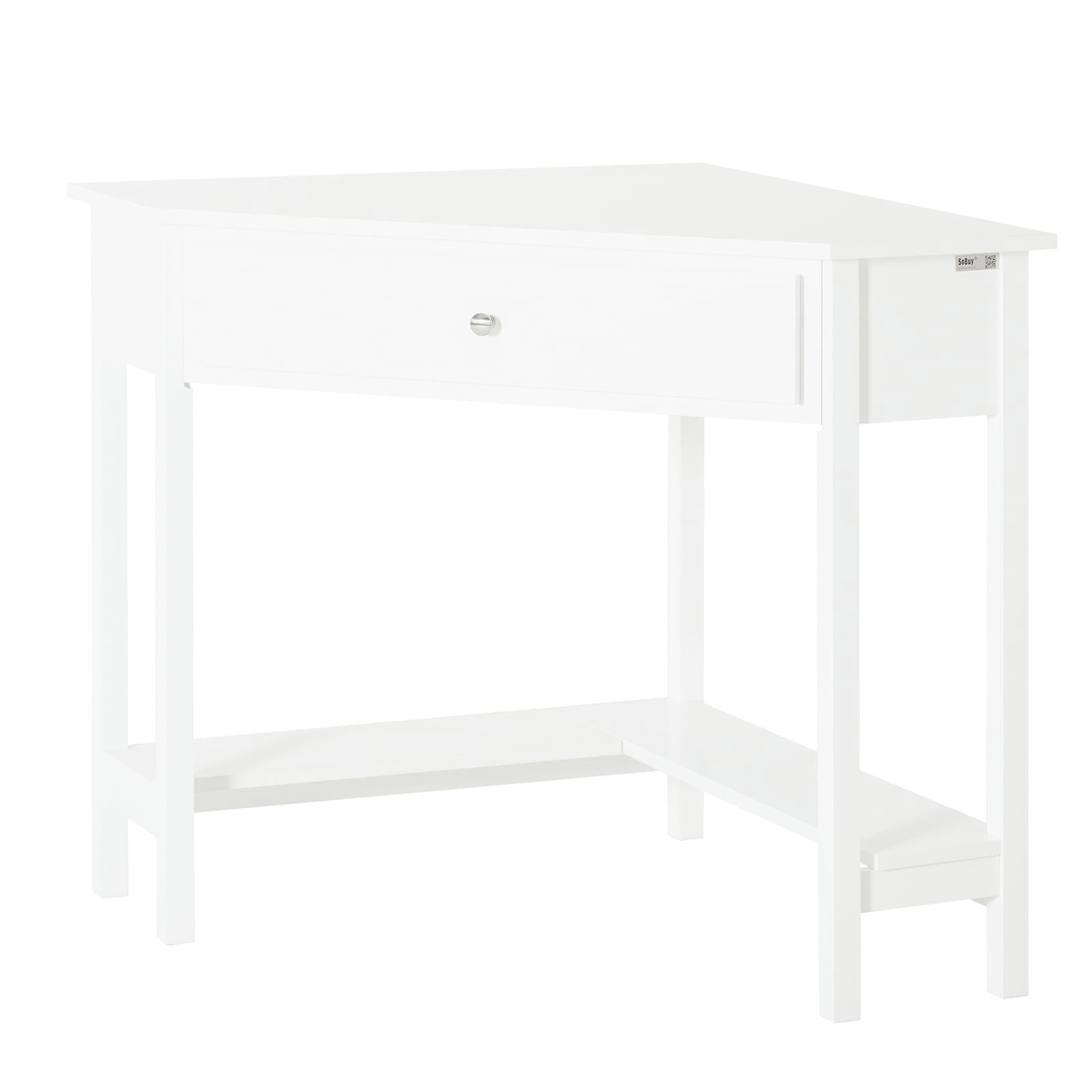 - Bureau d'angle 1 tiroir effet bois blanc