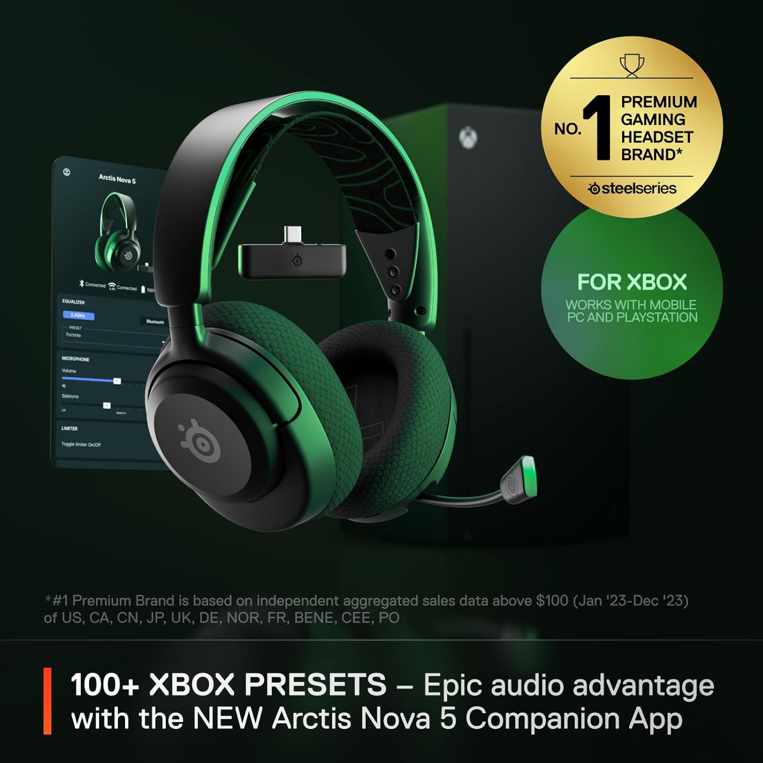 SteelSeries Arctis Nova 5X Wireless Multi-System Gaming Headset — Neodymium Magnetic Drivers — 100+ Audio Presets — 60 HR Battery — 2.4GHz or BT — ClearCast Gen2.X Mic — Xbox  PC  PS  Switch  Mobile