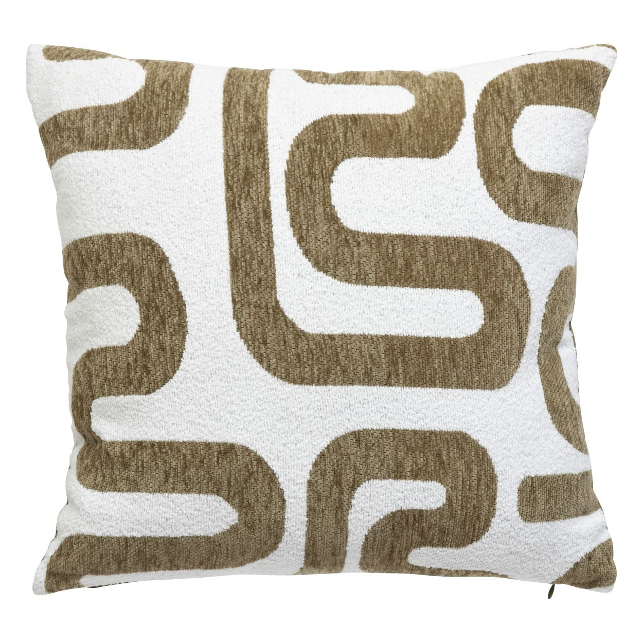 Poduszka dekoracyjna Safina 40x40 cm khaki biało geometryczna