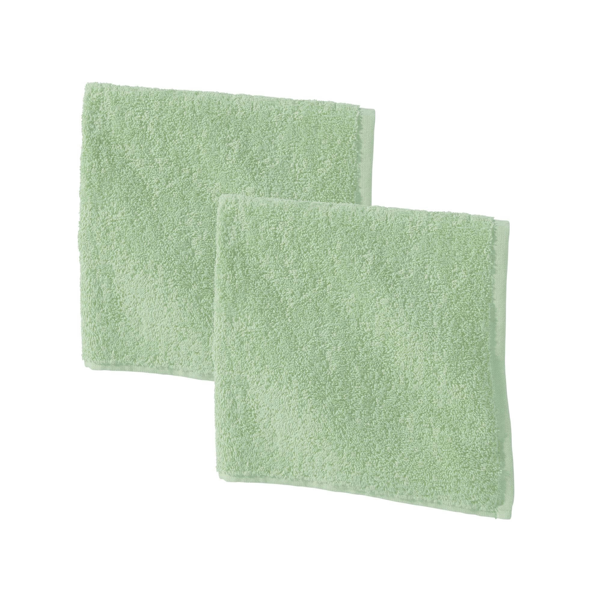 PRATIK - Lot de 2 essuie-mains 50x50 vert jade en coton