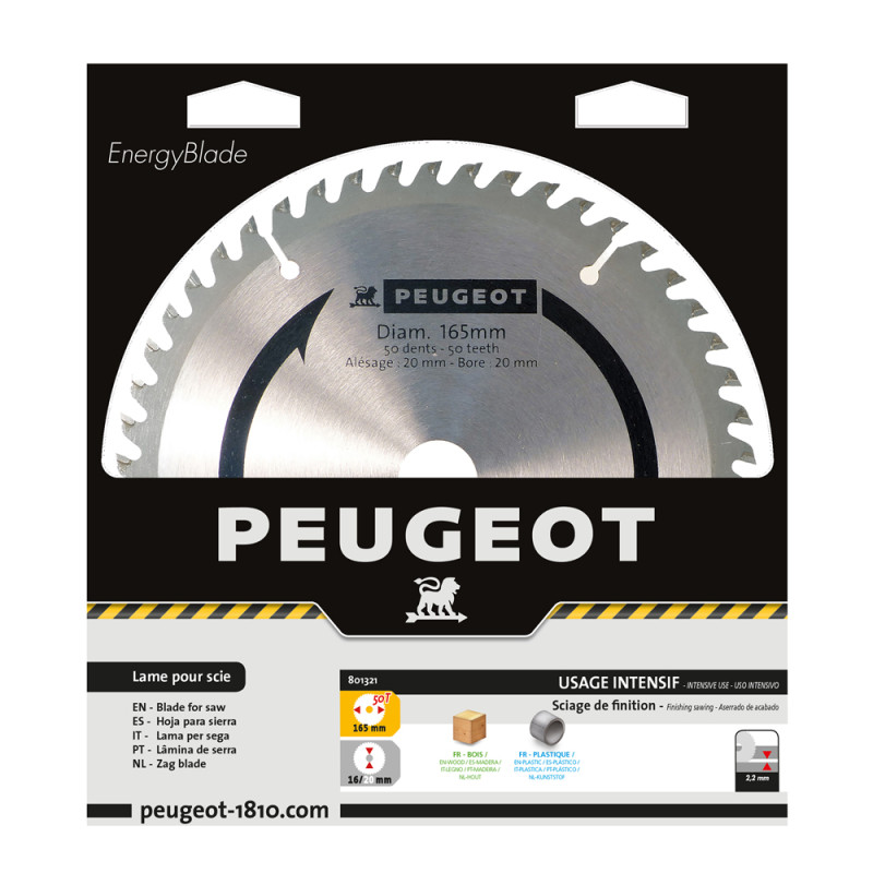 Lame de scie à pastilles carbure 50 dents Ø 165 mm PEUGEOT