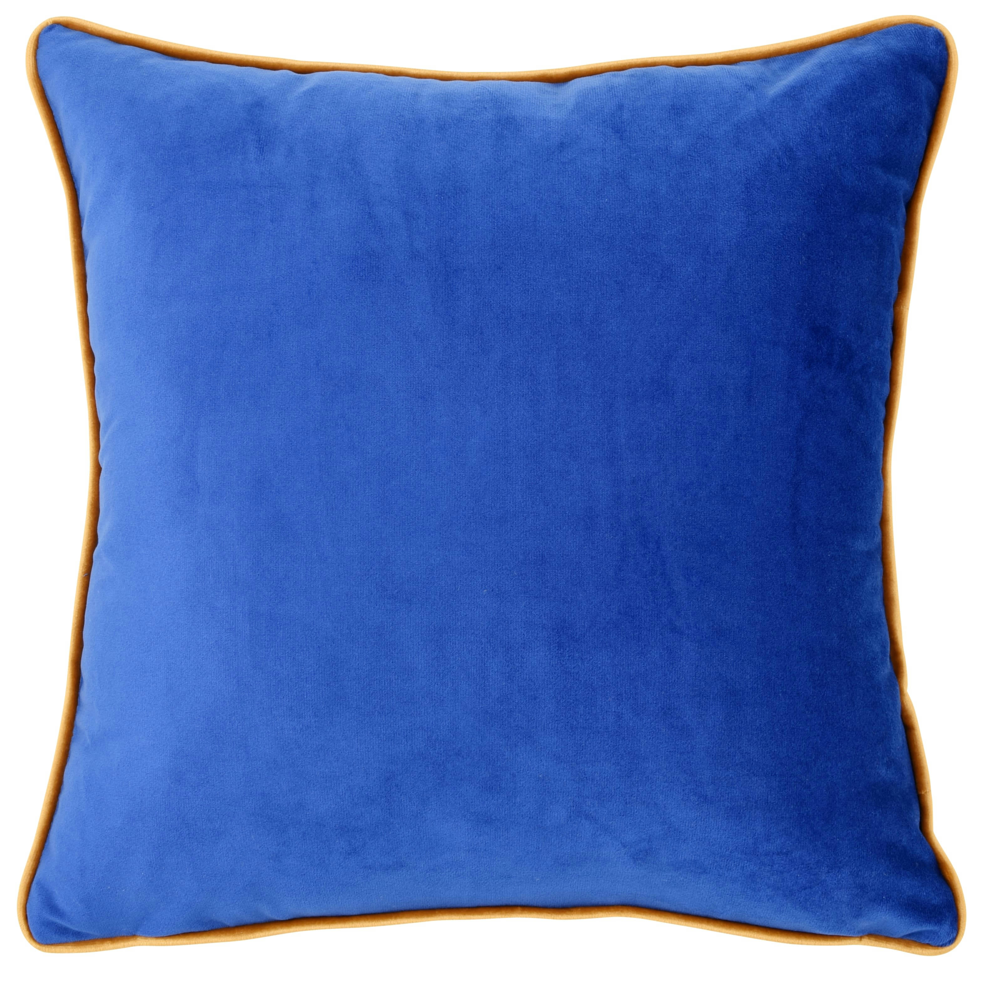FODOR - Housse de coussin en velours de polyester recyclé bleu 40x40