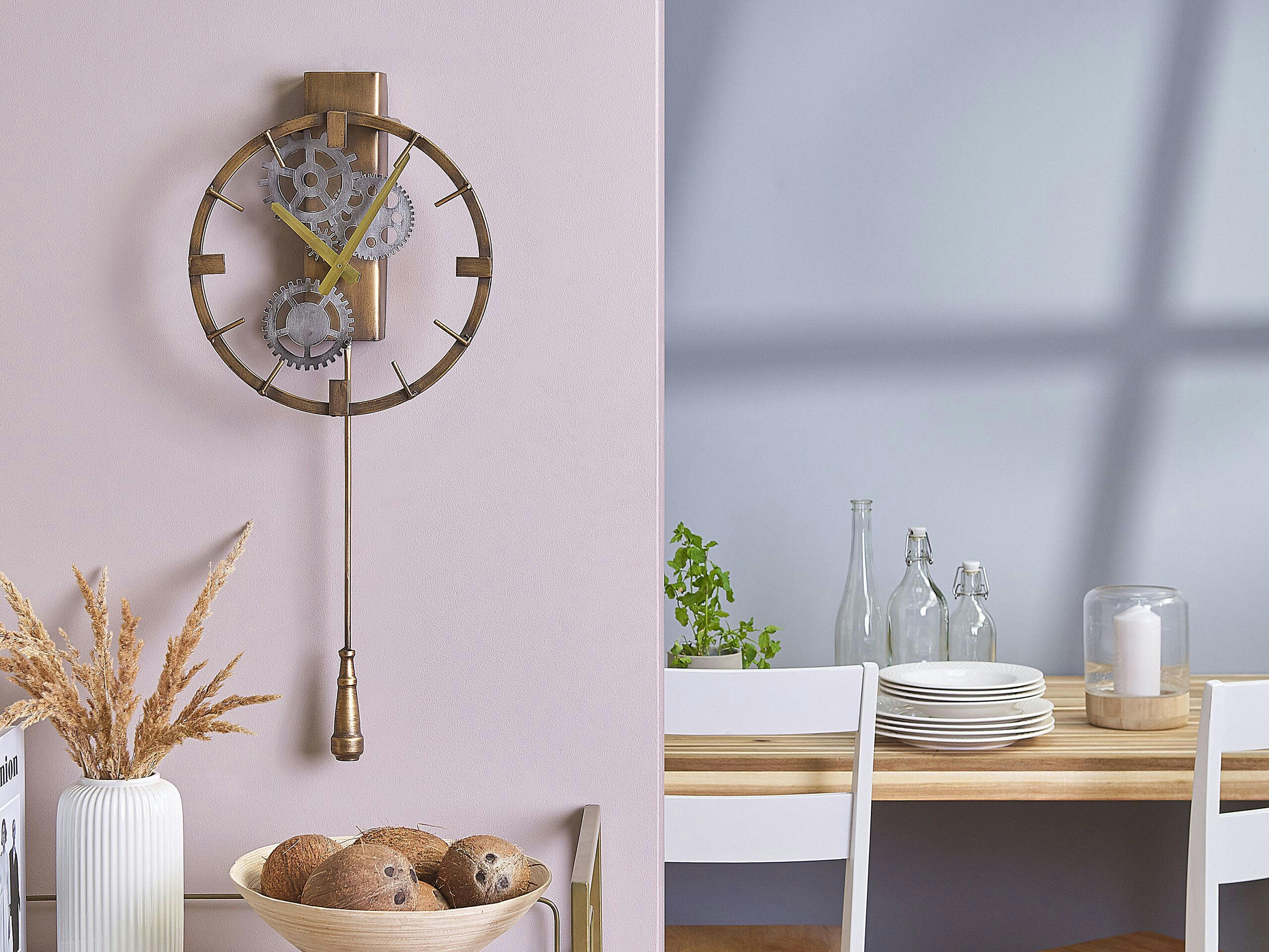 MARCOTE - Horloge murale design dorée avec balancier ø 30 cm