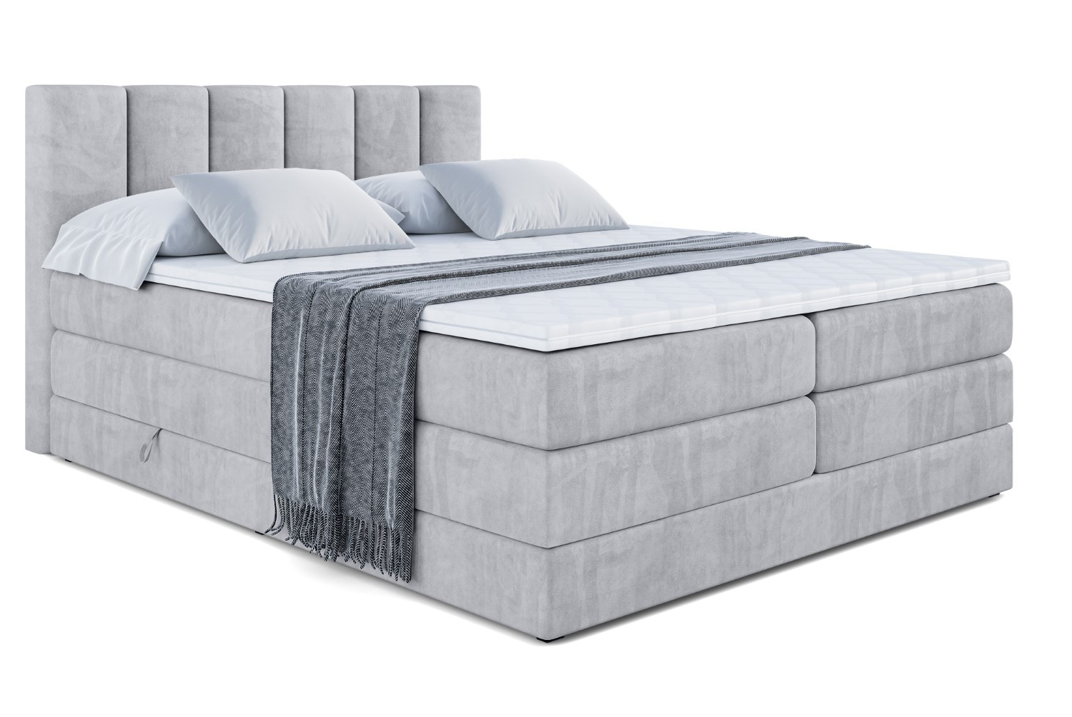Łóżko kontynentalne z pojemnikiem i materacem H3|H4 BOXI1 KING 120x200 cm