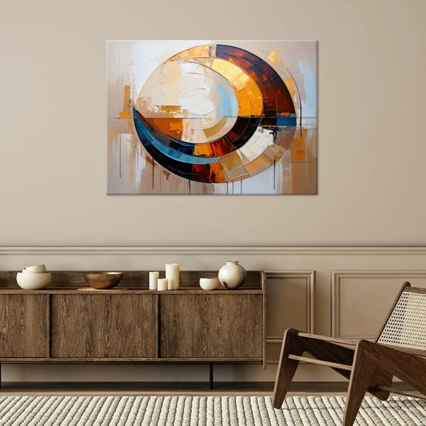 Feeby Obraz nowoczesny do salonu, Geometryczna Abstrakcja w beżu 60x40