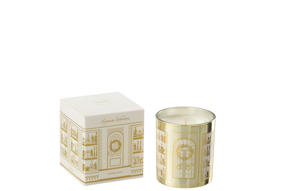 J-Line geurkaars Surprise Window - wit/goud