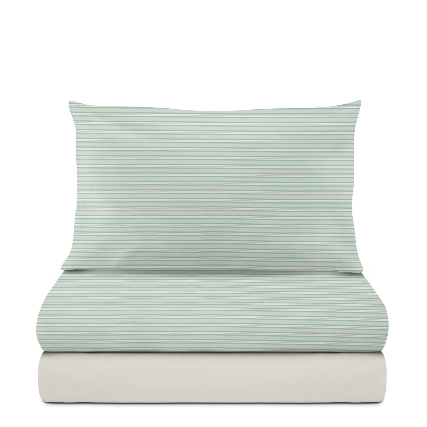 Completo letto singolo cotone righe verde