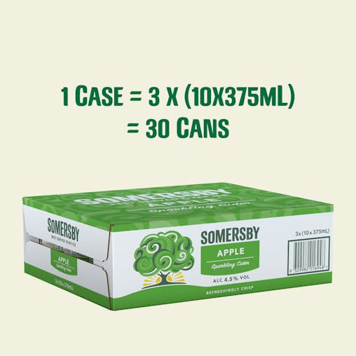 Somersby Apple Cider, Easy Drinking Sparkling Apple Cider, 4.5% ABV, 375mL (Case of 30 Cans)
