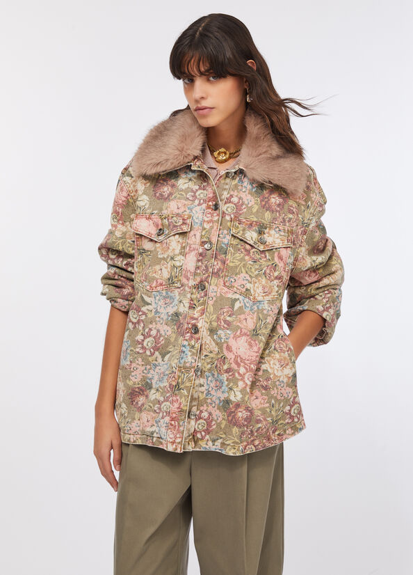 Giacca con colletto in pelliccia sintetica