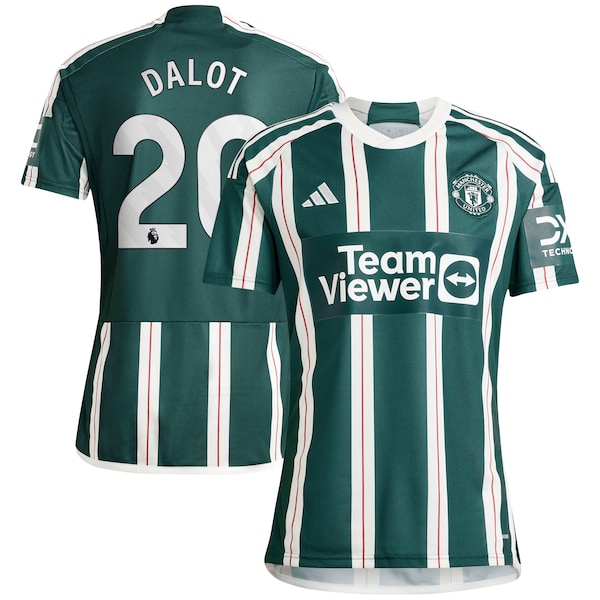 Diogo Dalot Manchester United adidas 2023/24 Away Replica Player Jersey - Green/Red