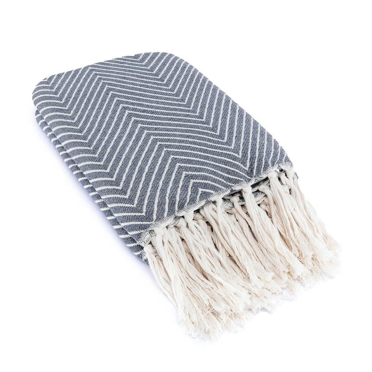 AMSTERDAM - Plaid coton  160x250 gris moyen