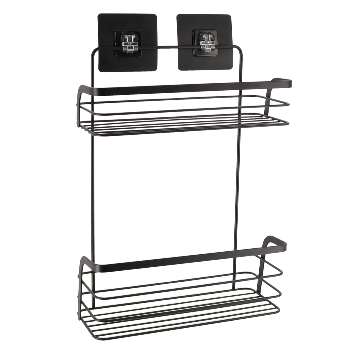 Prateleira wc preto 2 nívies em metal com adesivo