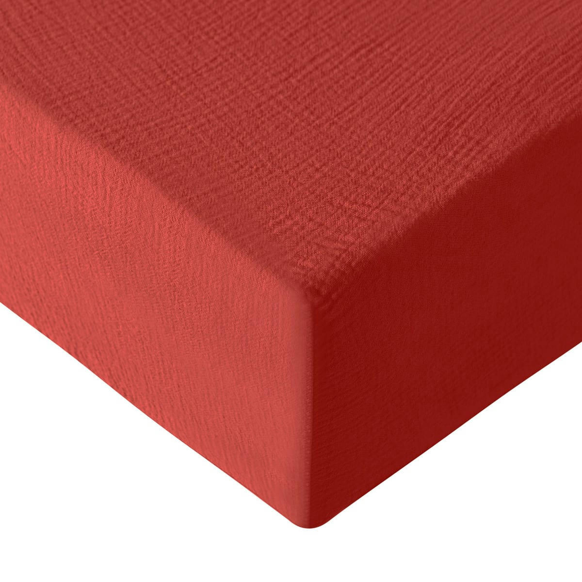 LOFT - Drap housse en gaze de coton bonnet 30 cm  terracota 180x200 cm