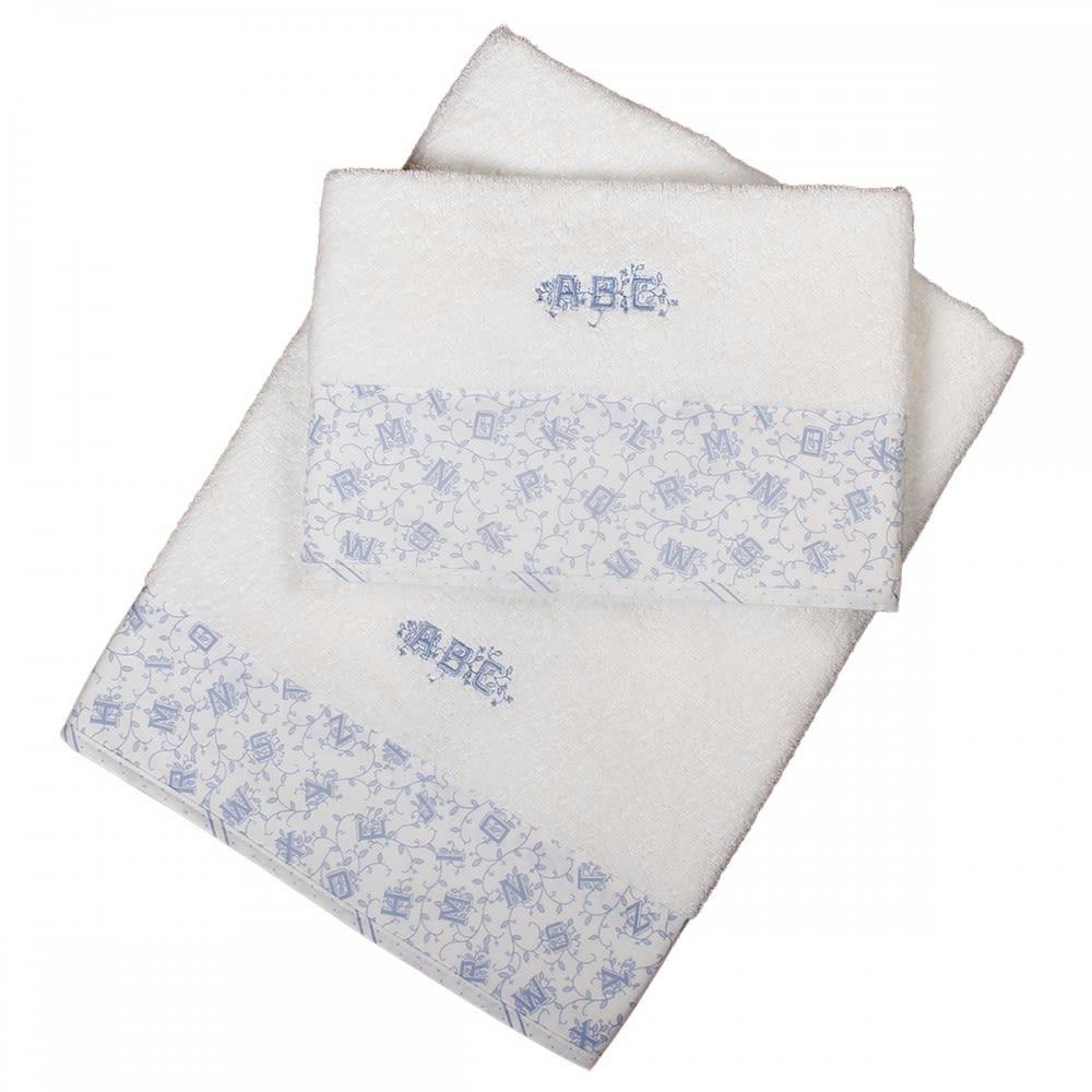 ALPHABET ROSE - Set 2 pc serviettes éponges 70x140 cm et 50x70 cm alphabet rose