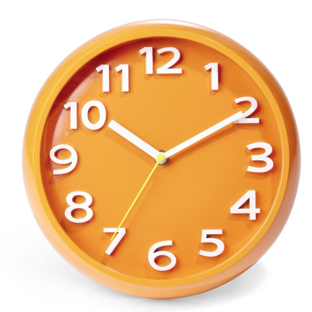 Horloge ronde plastique orange Ø25cm