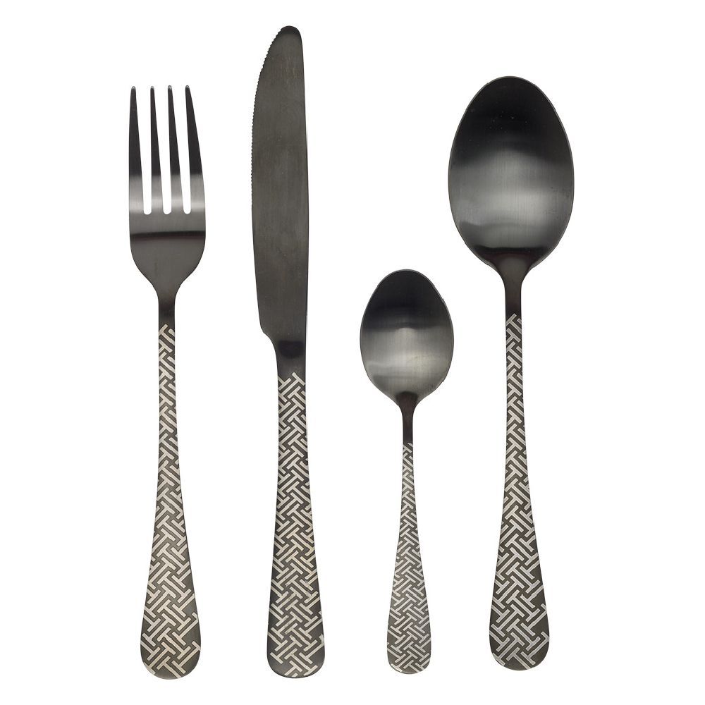Ménagère 16 pièces inox noir