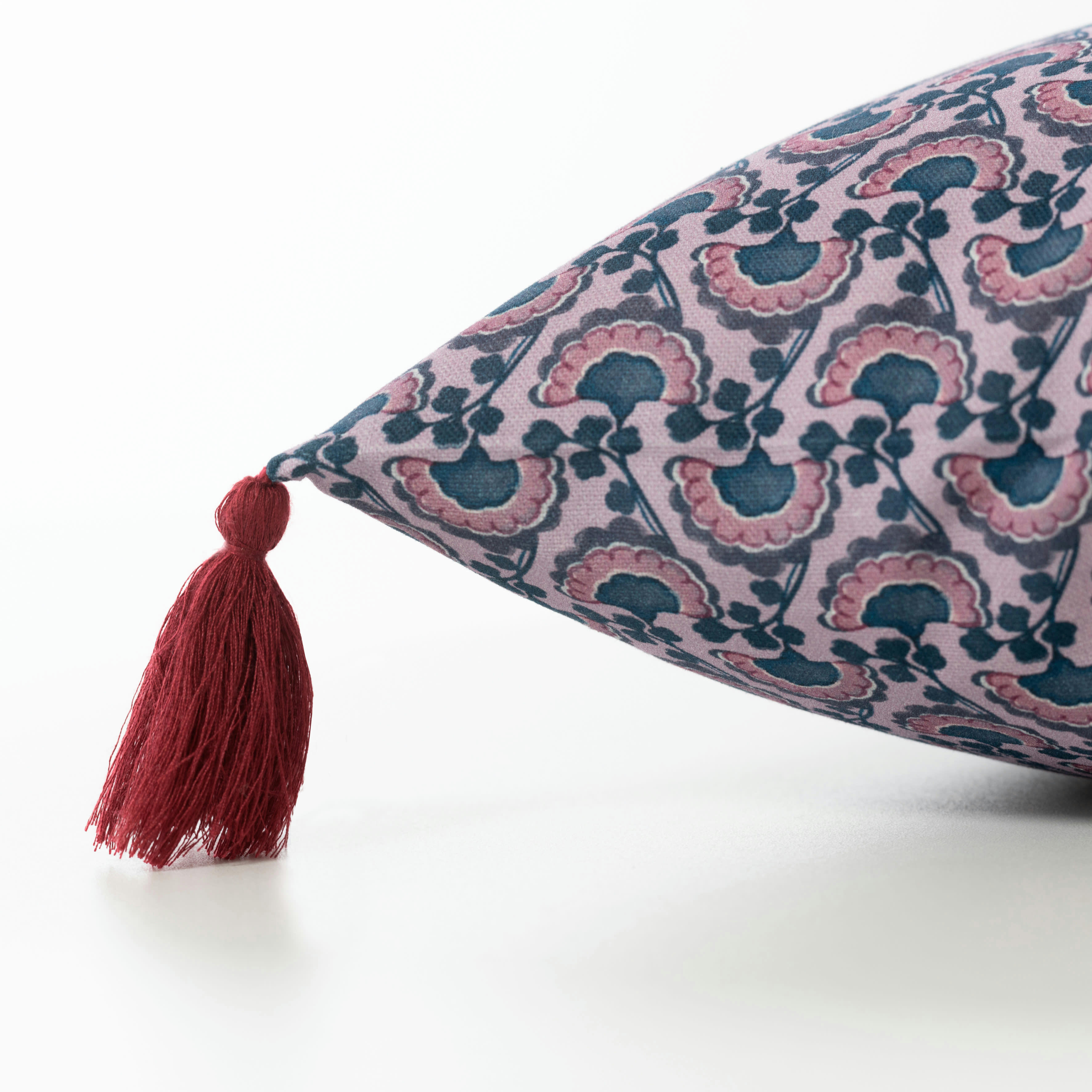 BOMBAY - Housse de coussin coton imprimé bleu 40 x 40 cm