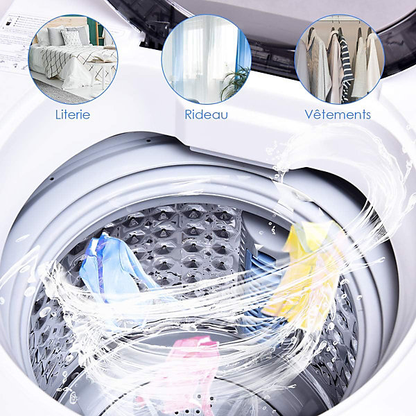Mini Machine a Laver a Godet Unique Puissance de 240W Lave linge avec Panneau de Commande Multifonction