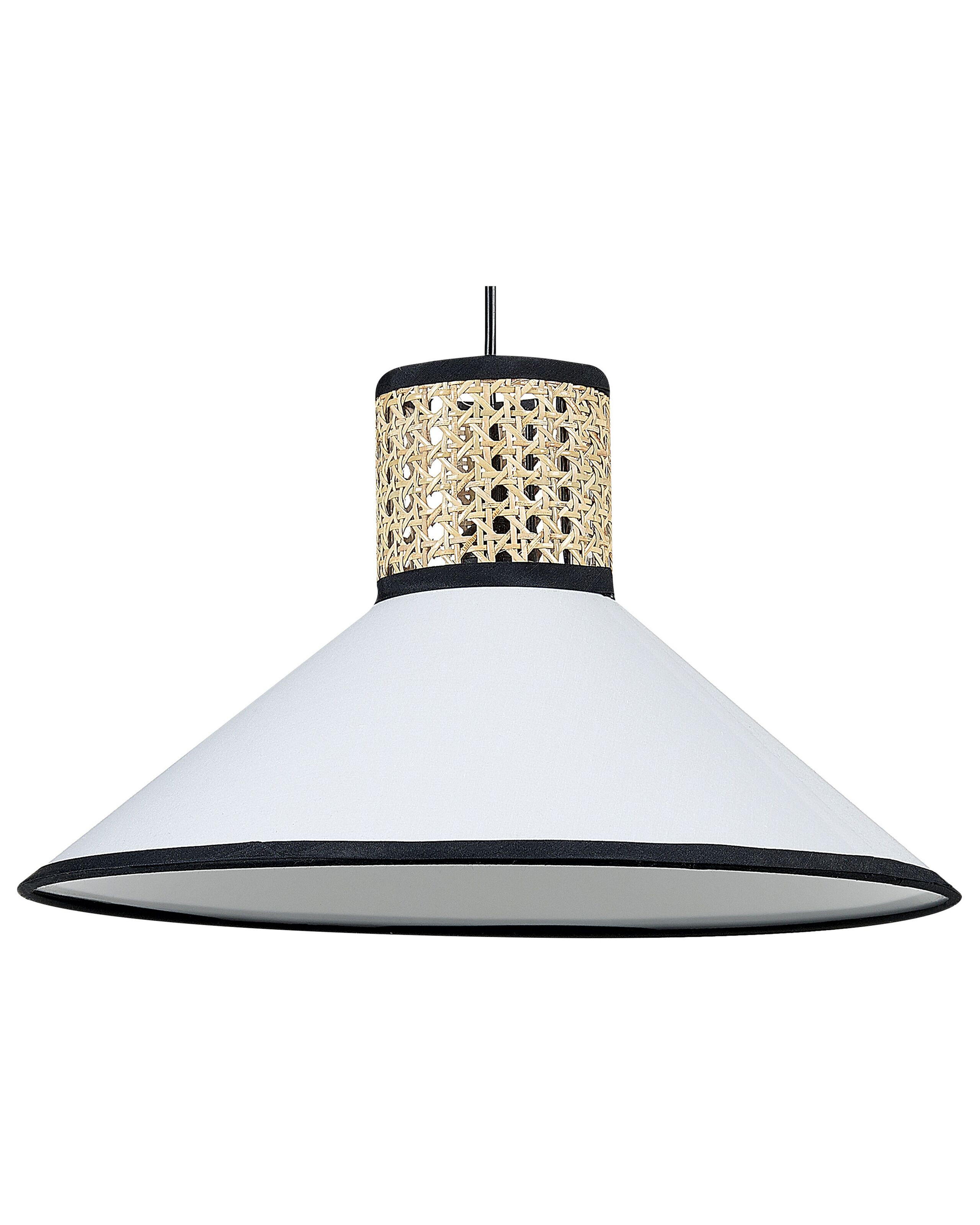 Lampa wisząca materiałowy klosz naturalny z białym