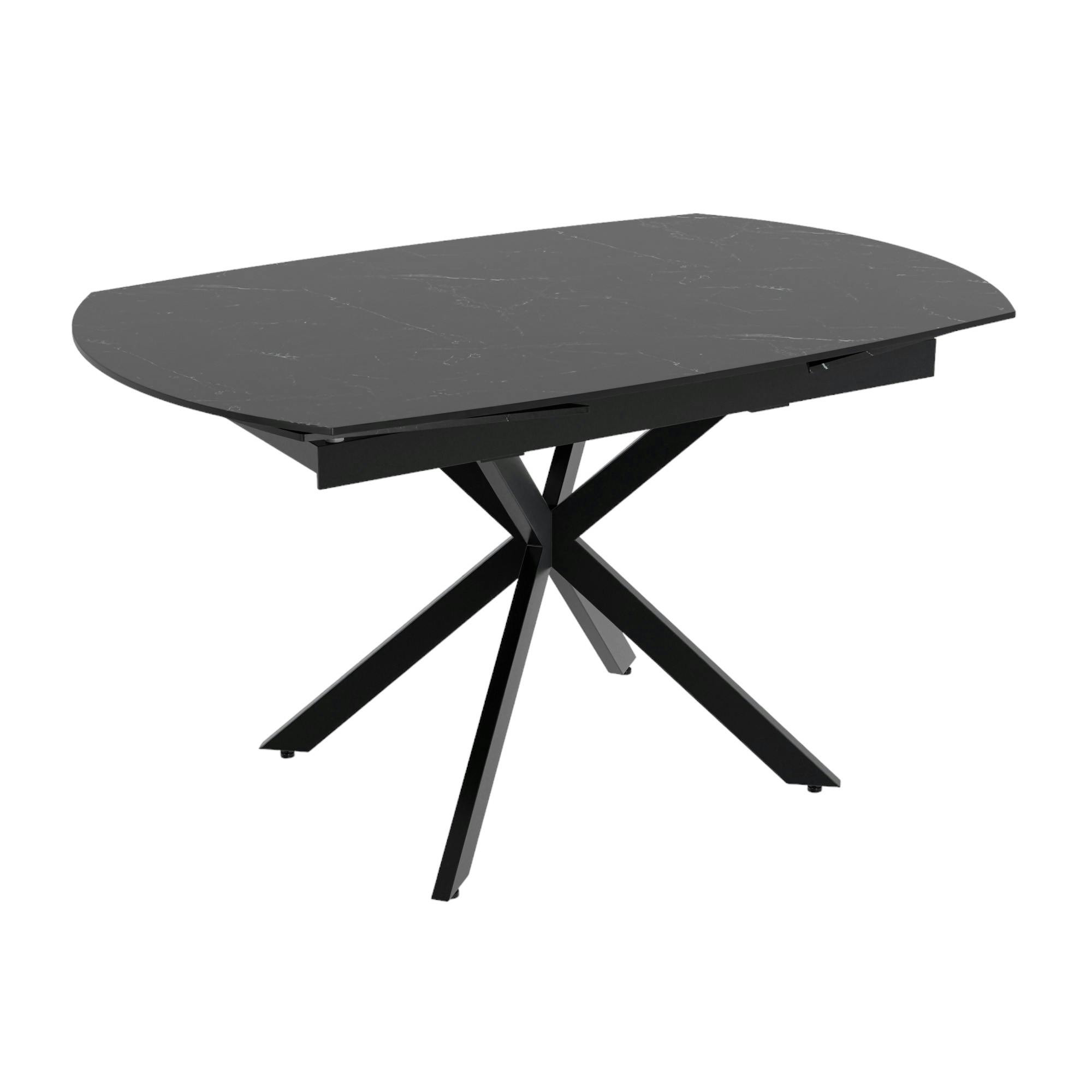 Table extensible céramique marbrée noire pied mikado 140-200 cm OTTAWA