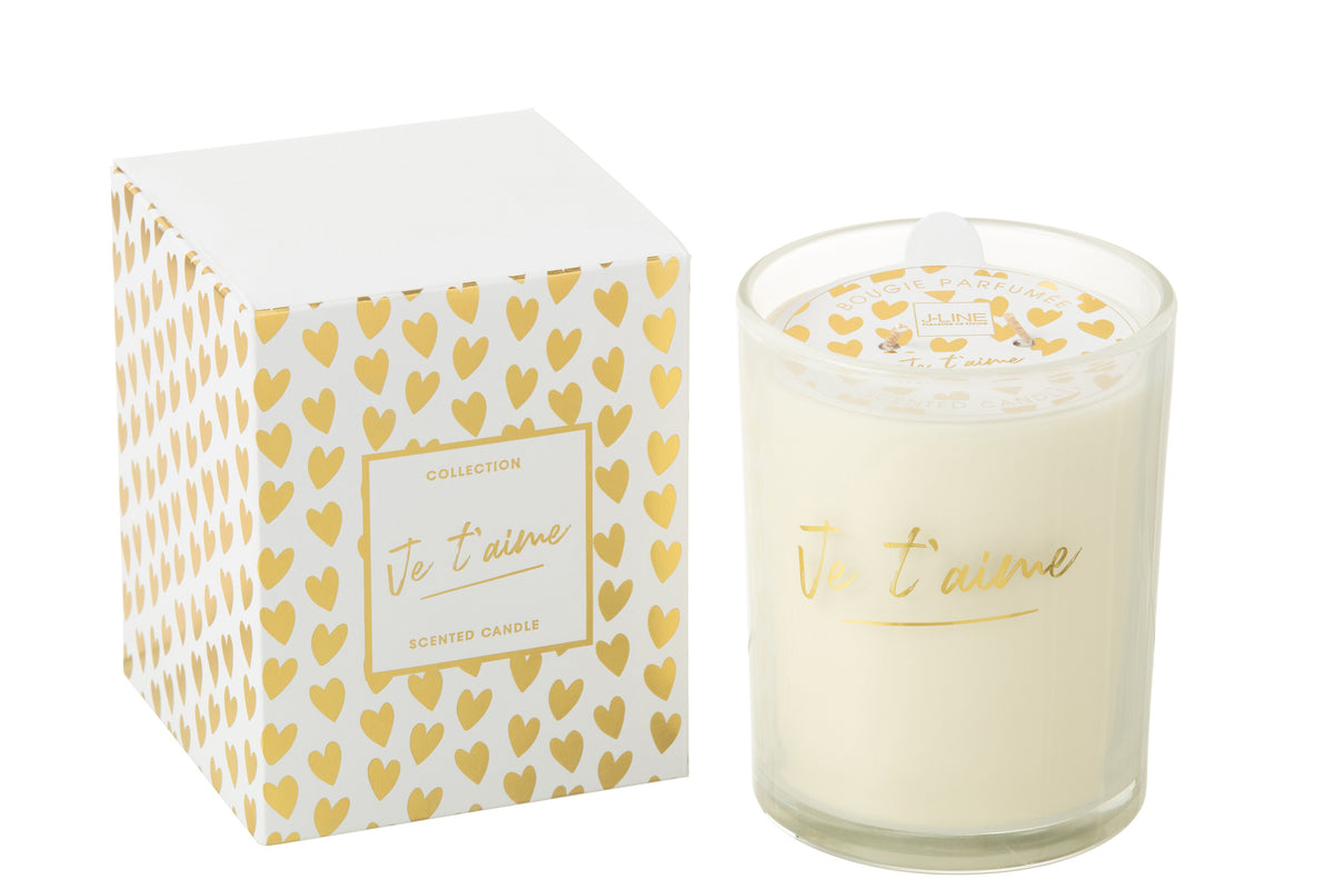 J-Line geurkaars Je T'aime - Ginger & Ylang - glas - goud - large - 70U