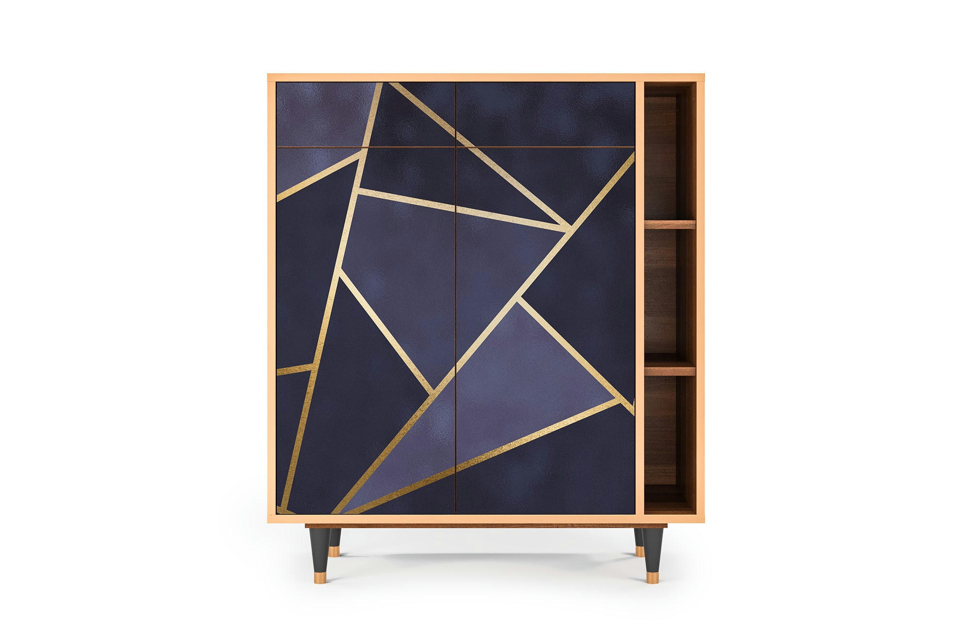 THE AMETHYST - Buffet  bleu 2 tiroirs et 2 portes L 94 cm